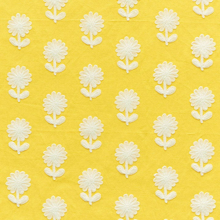 Paley Embroidery Yellow 73480 by Schumacher Fabric Schumacher Fabric Paley Embroidery Yellow 73480Fabric LINEN 80% INDIA </p><p>Repeat: H: HORZ. 2" (5CM) , V: VERT. 3 3/4" (10CM) 54 - Fabric Carolina -