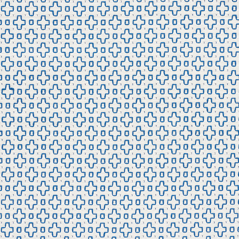 Scout Embroidery Blue 73560 by Schumacher Designer Fabric HAPPY TOGETHER See Sample INDIA - </p><p>Repeat: Horizontal: 1 1/4" (3CM) and Vertical: 1 1/2" (4CM) 54 1/2" (138CM) - Swanky Fabrics -