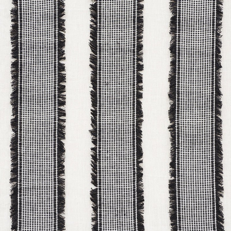 Tulum Black 73591 by Schumacher Designer Fabric Happy-Together 70% Linen, 30% Cotton - Horizontal: 8.25 and Vertical: - 49.5 - Swanky Fabrics -