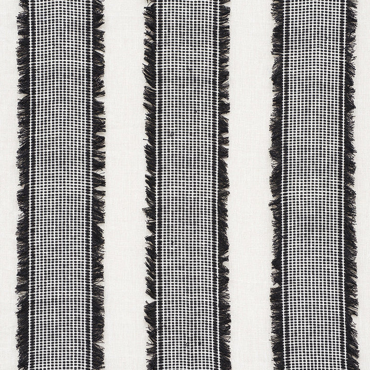 Tulum Black 73591 by Schumacher Designer Fabric Happy-Together 70% Linen, 30% Cotton - Horizontal: 8.25 and Vertical: - 49.5 - Swanky Fabrics -