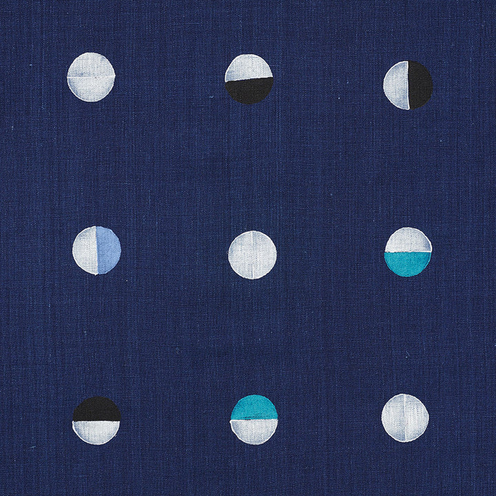 Joshua Tree Indigo Moons 74050 by Schumacher Designer Fabric Caroline-Z-Hurley 100% Linen - Horizontal: 19 and Vertical: - 54 - Swanky Fabrics -