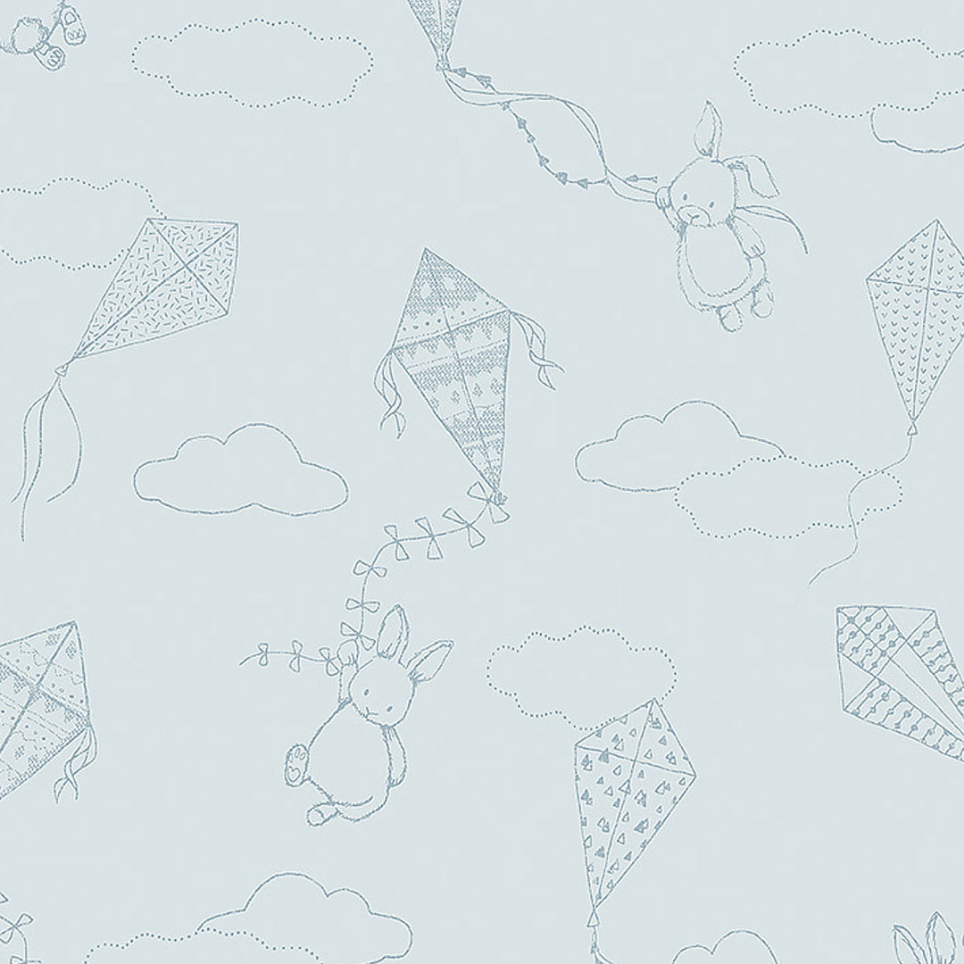 Schumacher Wallcovering Up & Away - Sky And Silver