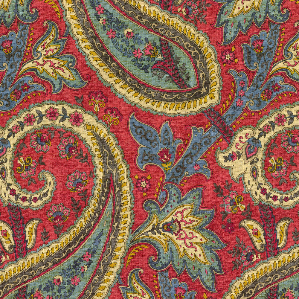 Plumtree Paisley Jewel 750561 by Williamsburg Designer Fabric - 55%Linen 45%Cotton CHINA 27000 Horizontal: 13.5 and Vertical: 27 54 - Swanky Fabrics -