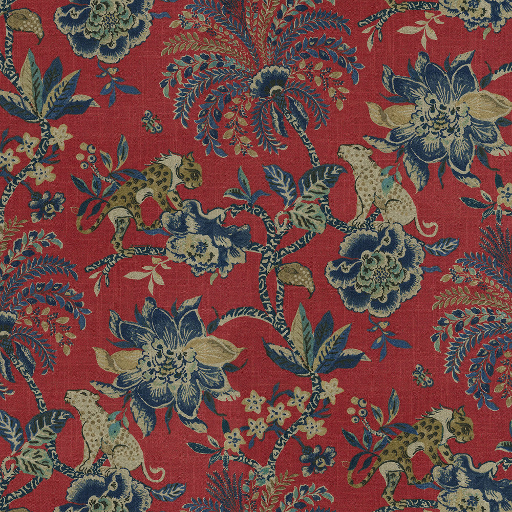 Braganza Poppy 750680 by Williamsburg Designer Fabric - 55%Linen 45%Cotton CHINA 27000 Horizontal: 13.5 and Vertical: 25.25 54 - Swanky Fabrics -