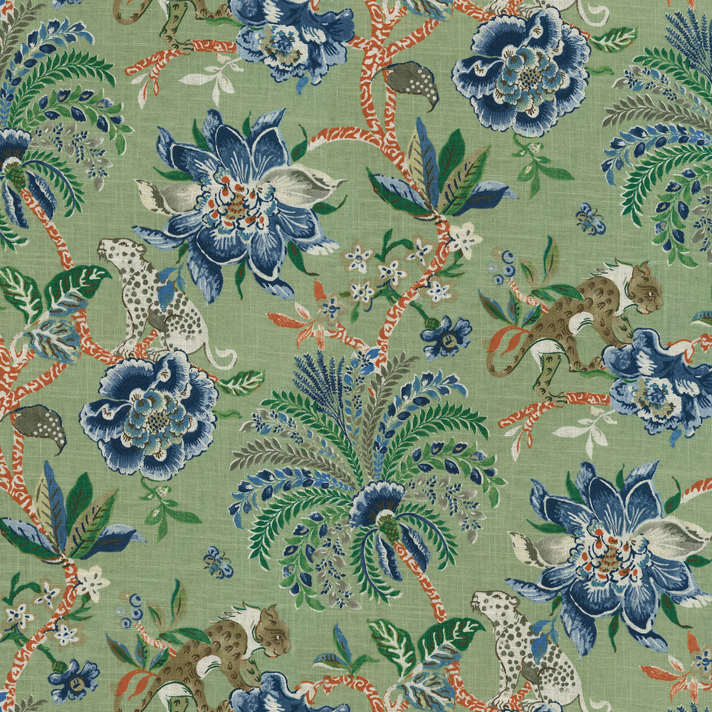 Braganza Endive 750682 by Williamsburg Designer Fabric - 55%Linen 45%Cotton CHINA 27000 Horizontal: 13.5 and Vertical: 25.25 54 - Swanky Fabrics -