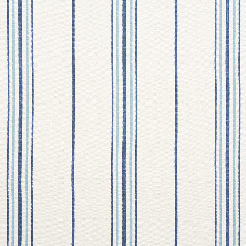 Scarset Stripe Blues 75260 by Schumacher Designer Fabric Chambray 100% Cotton Martindale 41,000 Horizontal: 10.75 and Vertical: - 56.25 - Swanky Fabrics -