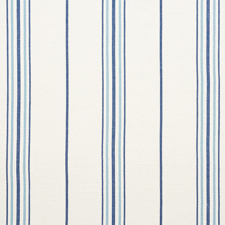 Scarset Stripe Blues 75260 by Schumacher Fabric Schumacher Fabric Scarset Stripe Blues 75260Fabric COTTON 100% INDIA </p><p>Repeat: H: HORZ. 10 3/4" (27CM) , V: 56.25 - Fabric Carolina -