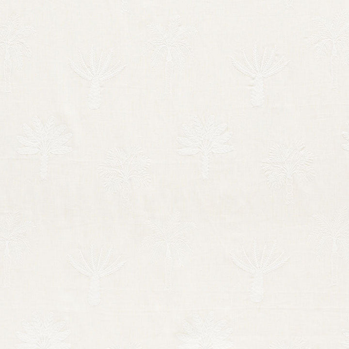 Palmetto Beach Embroidery Ivory 75302 by Schumacher Designer Fabric Nautilus 66% Linen, 27% Polyester, 7% Viscose - Horizontal: 12.75 and Vertical: 15.25 51.5 - Swanky Fabrics -