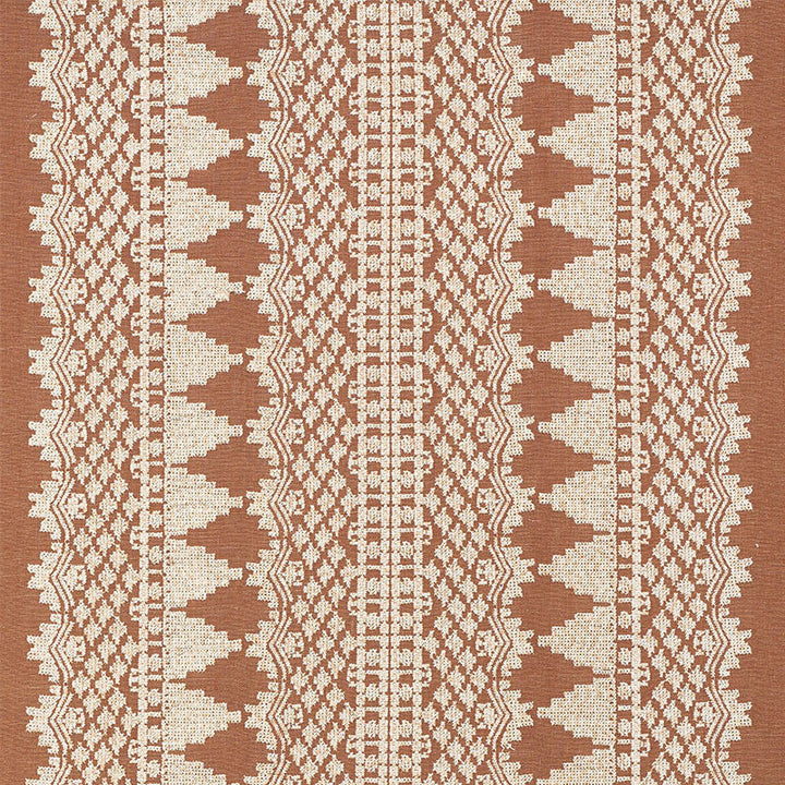 Wentworth Embroidery Rust 75470 by Schumacher Designer Fabric NEW TRADITIONAL LINEN 50% COTTON 50% INDIA </p><p>Repeat: Horizontal: 26" (66CM) and Vertical: 2 1/4" (6CM) 55 - Swanky Fabrics -