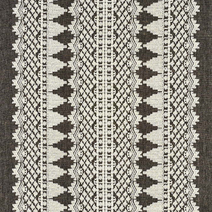 Wentworth Embroidery Carbon 75474 by Schumacher Designer Fabric NEW TRADITIONAL II See Sample INDIA - </p><p>Repeat: Horizontal: 25 5/8" (65CM) and Vertical: 2 1/8" (5CM) 55" (140CM) - Swanky Fabrics -