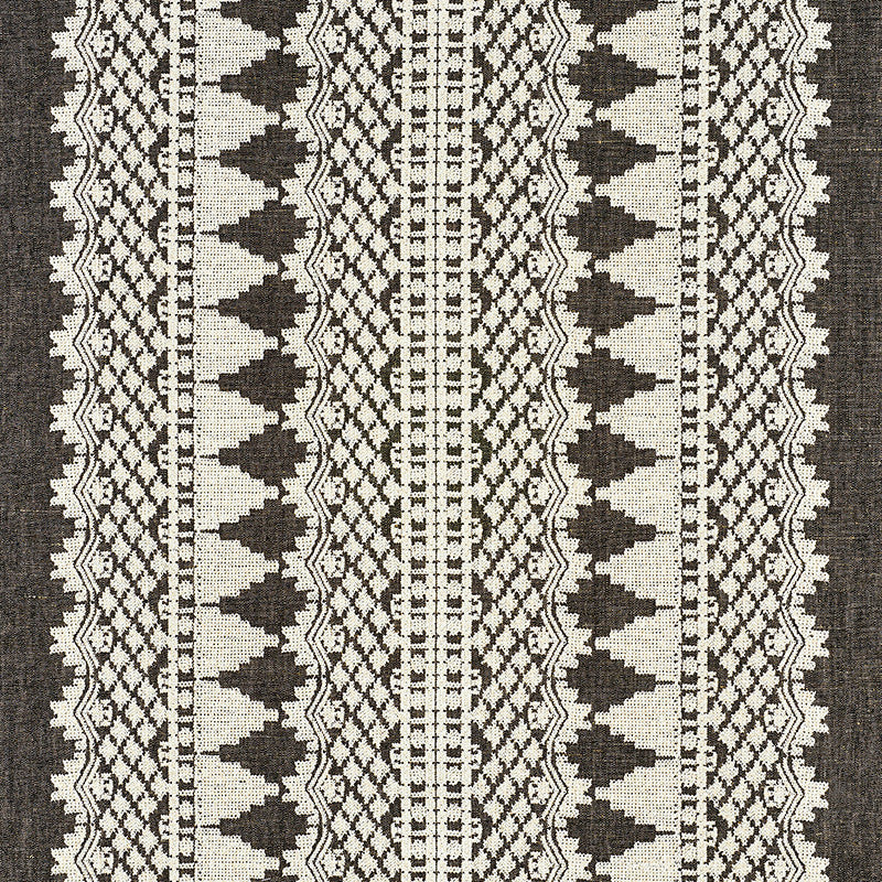 Wentworth Embroidery Carbon 75474 by Schumacher Fabric Schumacher Fabric Wentworth Embroidery Carbon 75474Fabric LINEN 50% INDIA </p><p>Repeat: H: HORZ. 25 5/8" (65CM) , V: VERT. 2 1/8" (5CM) 55 - Fabric Carolina -