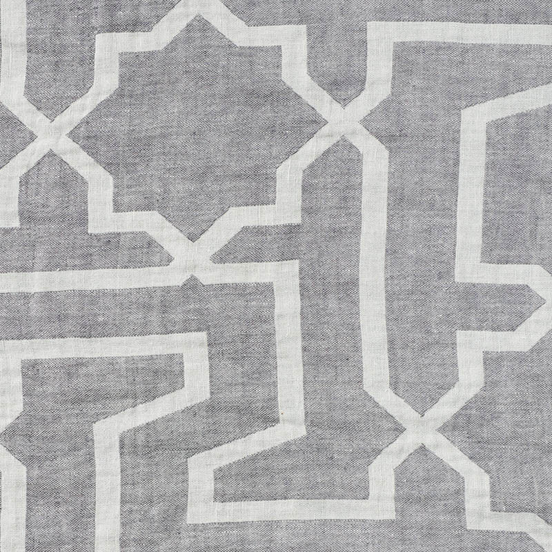 Arabesque Maze Sheer Grey 75870 by Schumacher Designer Fabric Patterned-Sheers-Casements 100% Linen - Horizontal: 14.875 and Vertical: 17.75 116.5 - Swanky Fabrics -