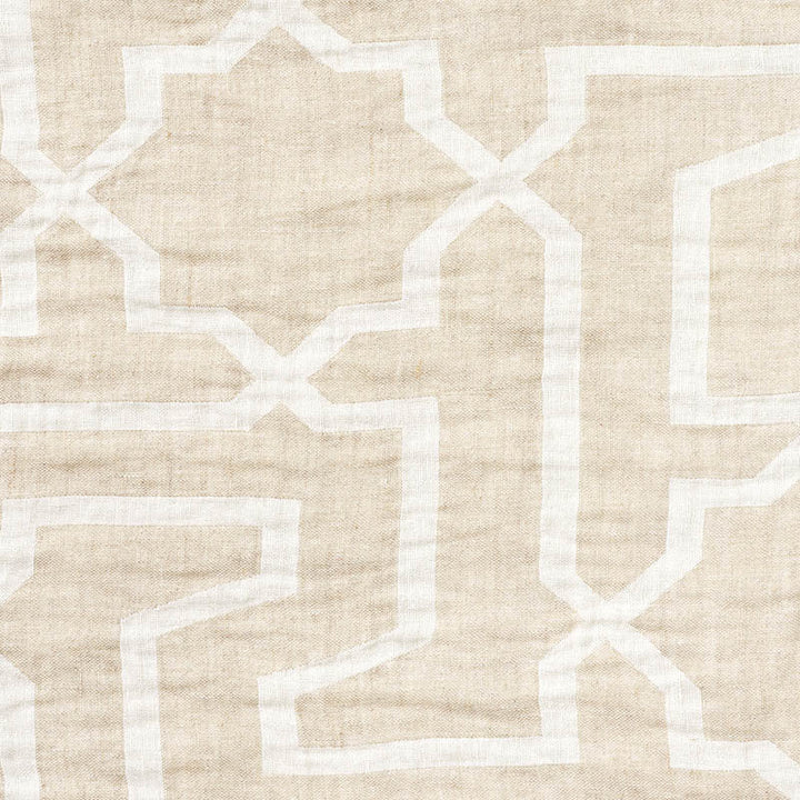Arabesque Maze Sheer Natural 75871 by Schumacher Designer Fabric PATTERNED SHEERS & CASEMENTS See Sample SPAIN - </p><p>Repeat: Horizontal: 14 7/8" (38CM) and Vertical: 17 3/4" (45CM) 116 1/2" (296CM) - Swanky Fabrics -