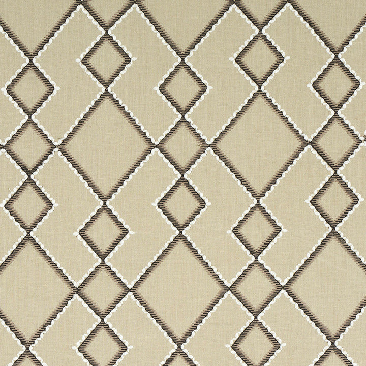 Branson Embroidery Taupe 75892 by Schumacher Designer Fabric HAPPY TOGETHER II LINEN 62% POLYESTER 38% INDIA </p><p>Repeat: Horizontal: 8 1/8" (21CM) and Vertical: 15" (38CM) 55 - Swanky Fabrics -