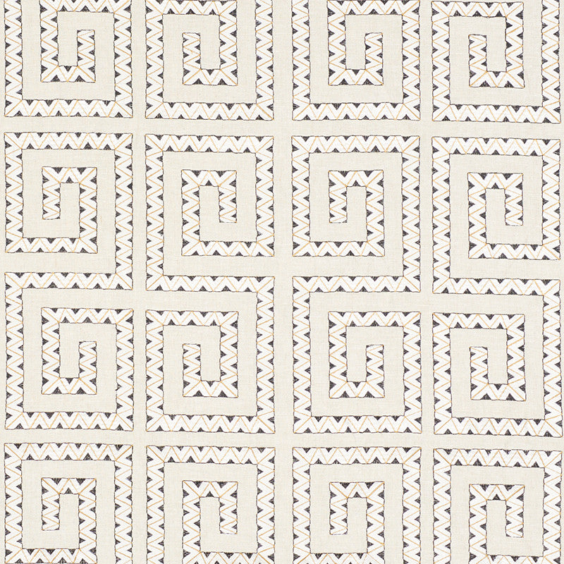 Prado Embroidery Graphite 76070 by Schumacher Designer Fabric CLUB CAVALIER See Sample INDIA - </p><p>Repeat: Horizontal: 12" (30CM) and Vertical: 14 1/2" (37CM) 52" (132CM) - Swanky Fabrics -