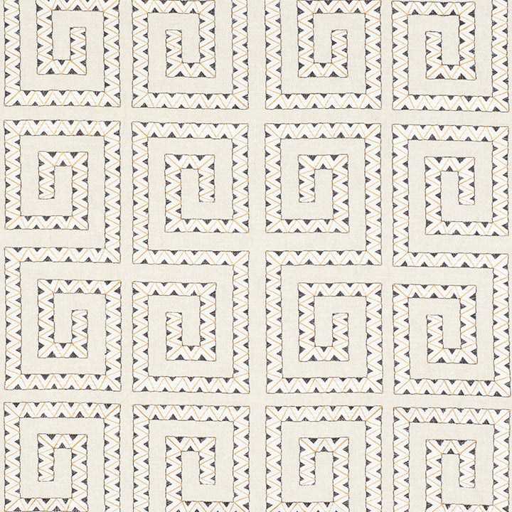 Prado Embroidery Graphite 76070 by Schumacher Designer Fabric CLUB CAVALIER See Sample INDIA - </p><p>Repeat: Horizontal: 12" (30CM) and Vertical: 14 1/2" (37CM) 52" (132CM) - Swanky Fabrics -