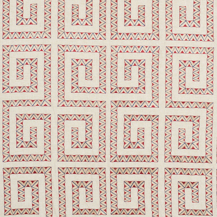 Prado Embroidery Red 76072 by Schumacher Fabric Schumacher Fabric Prado Embroidery Red 76072Fabric LINEN 85% INDIA </p><p>Repeat: H: HORZ. 12" (30CM) , V: VERT. 14 1/2" (37CM) 52 - Fabric Carolina -