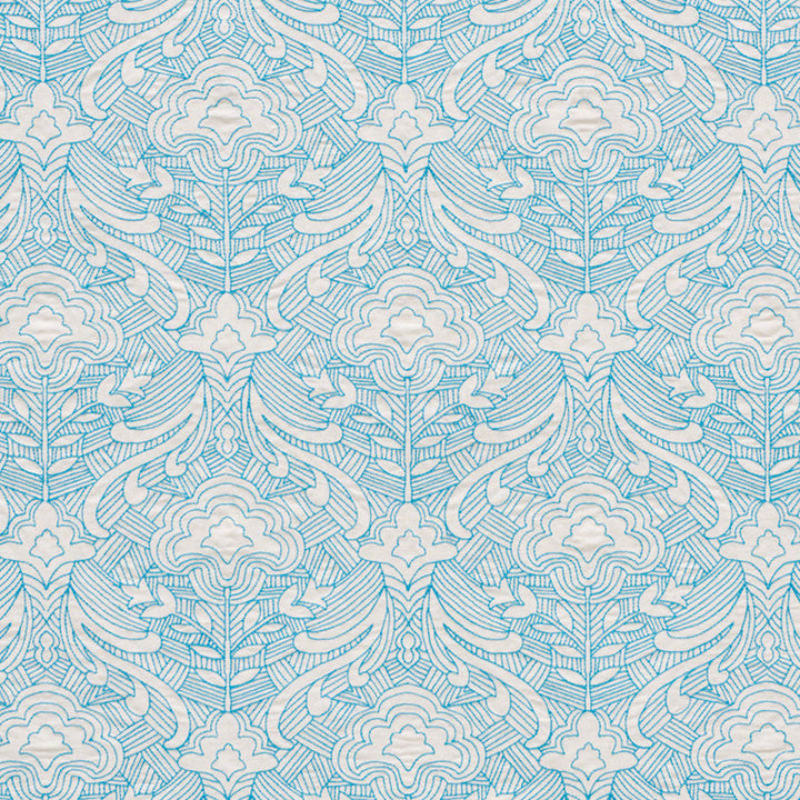 Hendrix Embroidery Blue 76160 by Schumacher Fabric Schumacher Fabric Hendrix Embroidery Blue 76160Fabric LINEN 39% INDIA </p><p>Repeat: H: HORZ. 12 7/8" (33CM) , V: VERT. 14 1/2" (37CM) 51 - Fabric Carolina -