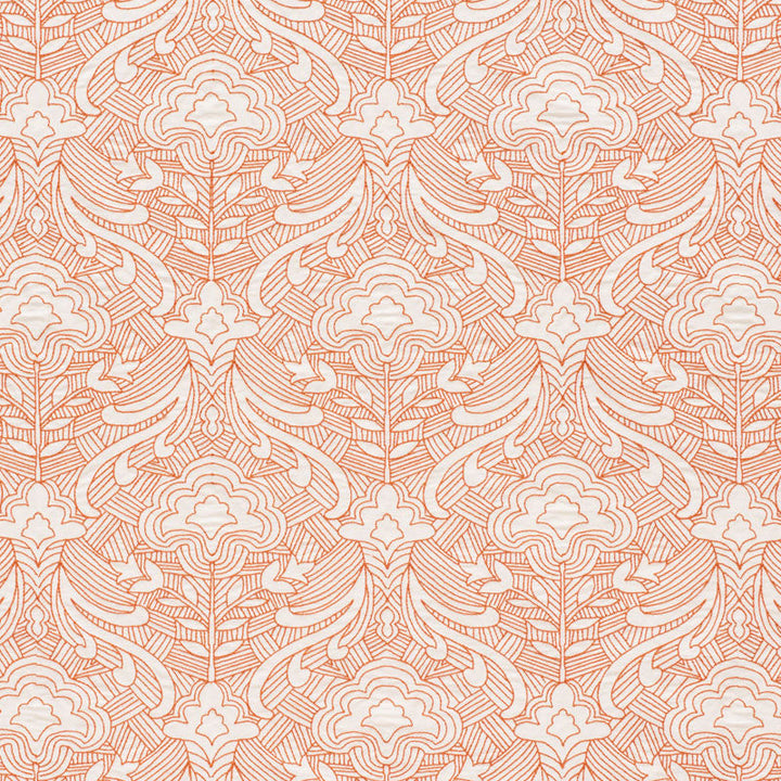 Hendrix Embroidery Orange 76161 by Schumacher Designer Fabric FREE SPIRIT LINEN 39% POLYESTER 35% INDIA </p><p>Repeat: Horizontal: 12 7/8" (33CM) and Vertical: 14 1/2" (37CM) 51 - Swanky Fabrics -