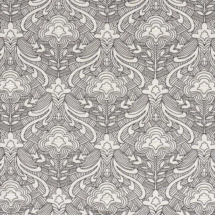 Hendrix Embroidery Black 76162 by Schumacher Fabric Schumacher Fabric Hendrix Embroidery Black 76162Fabric LINEN 39% INDIA </p><p>Repeat: H: HORZ. 12 7/8" (33CM) , V: VERT. 14 1/2" (37CM) 51 - Fabric Carolina -