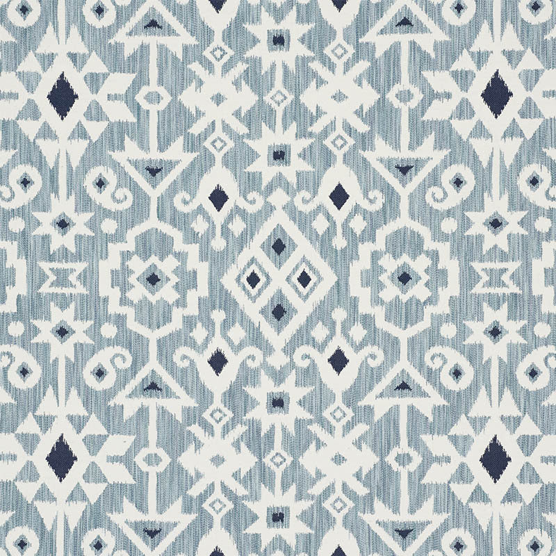 Crusoe Ikat Sky 76521 by Schumacher Fabric Schumacher Fabric Crusoe Ikat Sky 76521Fabric COTTON 65% ITALY </p><p>Repeat: H: HORZ. 28" (71CM) , V: VERT. 23 1/2" (60CM) 55.875 - Fabric Carolina -