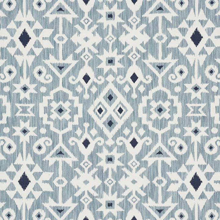 Crusoe Ikat Sky 76521 by Schumacher Fabric Schumacher Fabric Crusoe Ikat Sky 76521Fabric COTTON 65% ITALY </p><p>Repeat: H: HORZ. 28" (71CM) , V: VERT. 23 1/2" (60CM) 55.875 - Fabric Carolina -