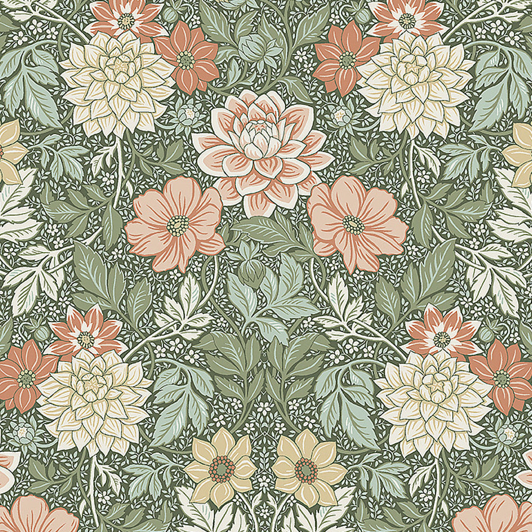 Schumacher Wallcovering Dahlia Garden - Green