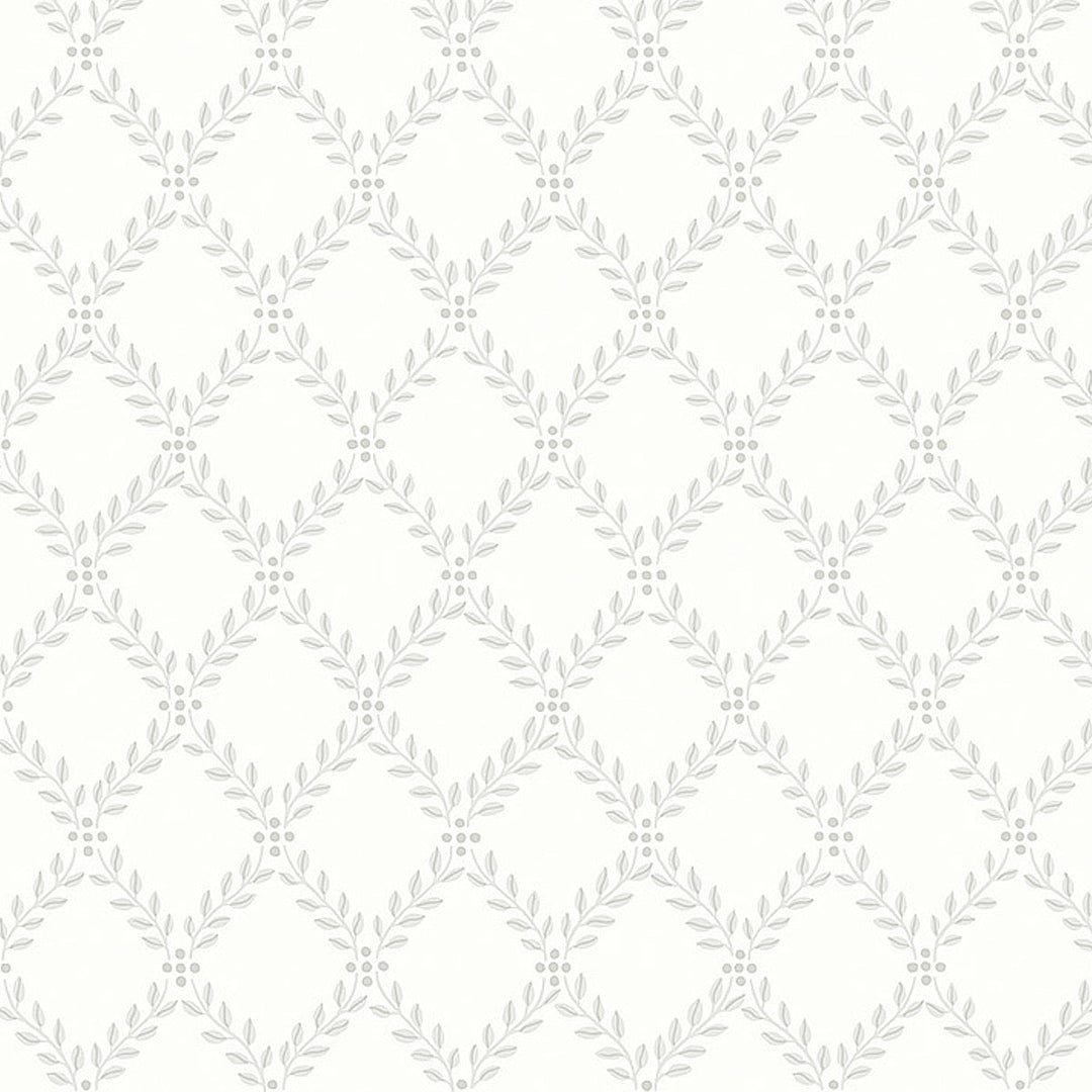 Schumacher Wallcovering Trellis Leaves - Grey