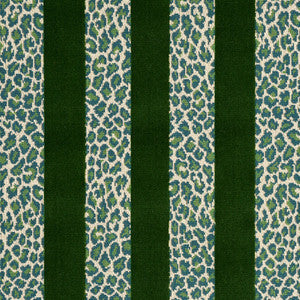 Schumacher Fabric Guepard Stripe Velvet Emerald 77141