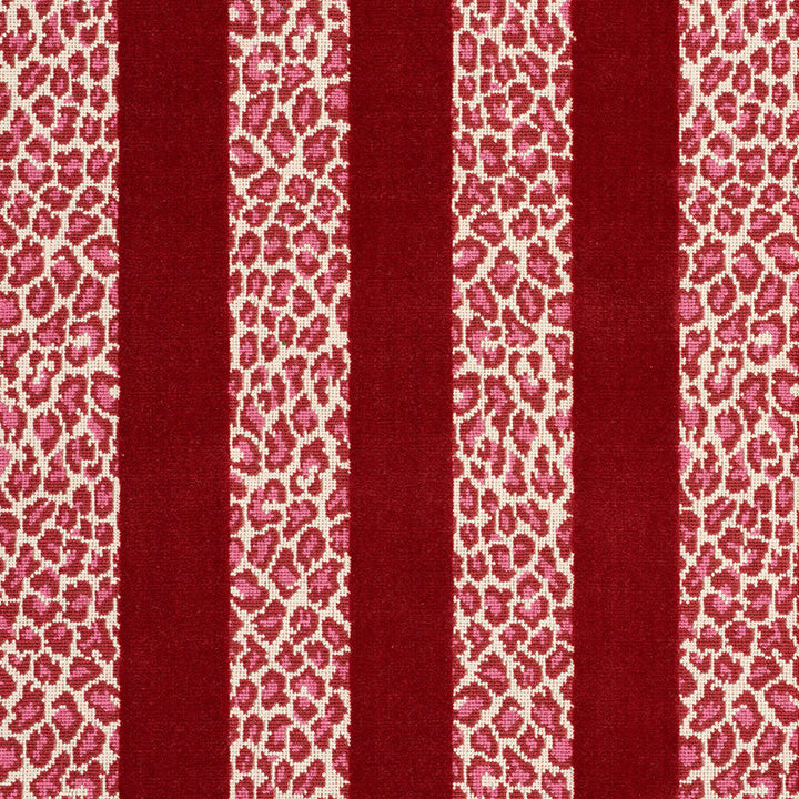 Guepard Stripe Velvet Red 77143 by Schumacher Designer Fabric TIMOTHY CORRIGAN See Sample BELGIUM MEDIUM DUTY </p><p>Repeat: Horizontal: 13 1/2" and Vertical: 8 7/8" 54" (137CM) - Swanky Fabrics -