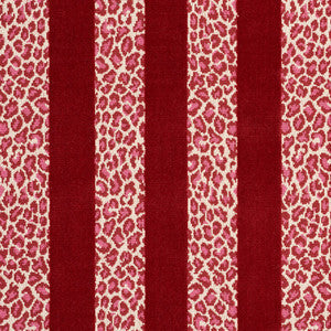 Schumacher Fabric Guepard Stripe Velvet Red 77143