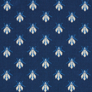 Schumacher Fabric Bee Epingle Blue 77411