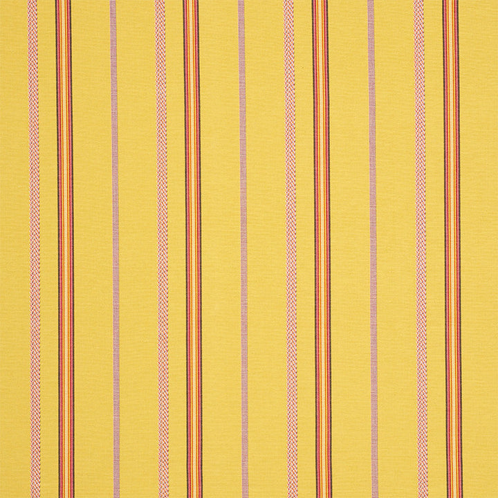 Kayenta Stripe Yellow 77452 by Schumacher Designer Fabric TRUE WEST COTTON 100% INDIA MARTINDALE 35,500 </p><p>Repeat: Horizontal: 6 3/4" (17CM) and Vertical: 56 - Swanky Fabrics -