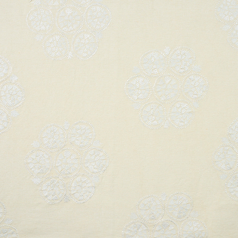 Isla Hand Embroidery Ivory 77491 by Schumacher Designer Fabric NEW TRADITIONAL II COTTON 35% LINEN 30% INDIA </p><p>Repeat: Horizontal: 26 1/4" (67CM) and Vertical: 21" (53CM) 57 - Swanky Fabrics -