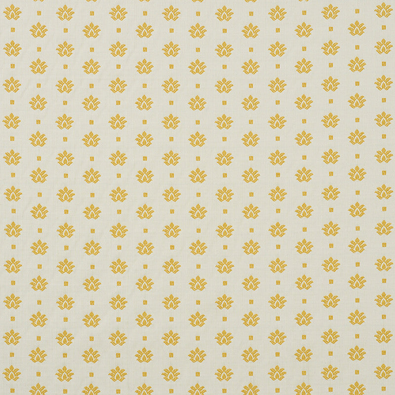 Brunel Yellow 77532 by Schumacher Designer Fabric NEW TRADITIONAL II COTTON 100% INDIA </p><p>Repeat: Horizontal: 3 3/8" (9CM) and Vertical: 2 1/4" (6CM) 54.5 - Swanky Fabrics -