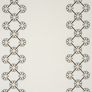 Schumacher Fabric Chamizal Embroidery Neutral & Sky 77600