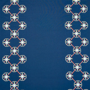 Schumacher Fabric Chamizal Embroidery Blue & Red 77601