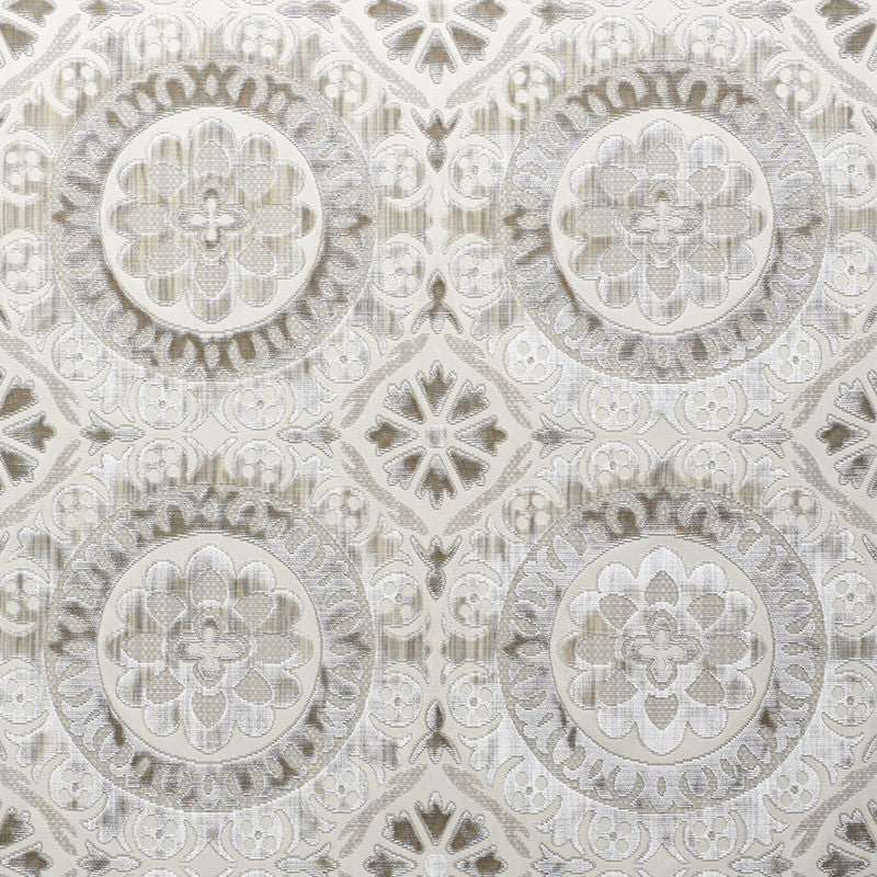 Suzani Strie Velvet Pearl 77642 by Schumacher Fabric Schumacher Fabric Suzani Strie Velvet Pearl 77642Fabric VISCOSE 60% INDIA </p><p>Repeat: H: HORZ. 13 1/2" (34CM) , V: VERT. 12 3/4" (32CM) 54.25 - Fabric Carolina -