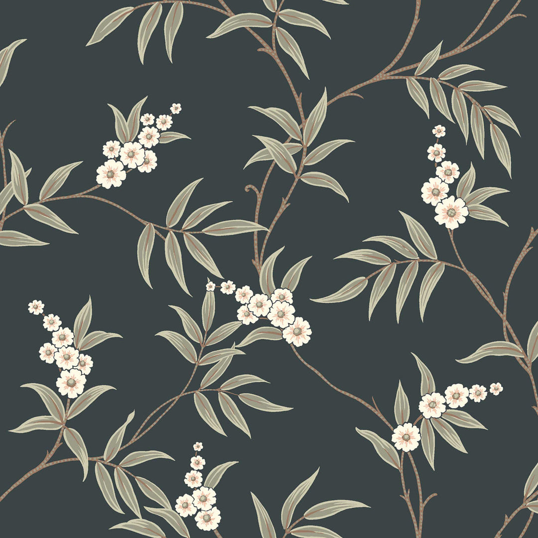 Schumacher Wallcovering Floral Tree - Spruce