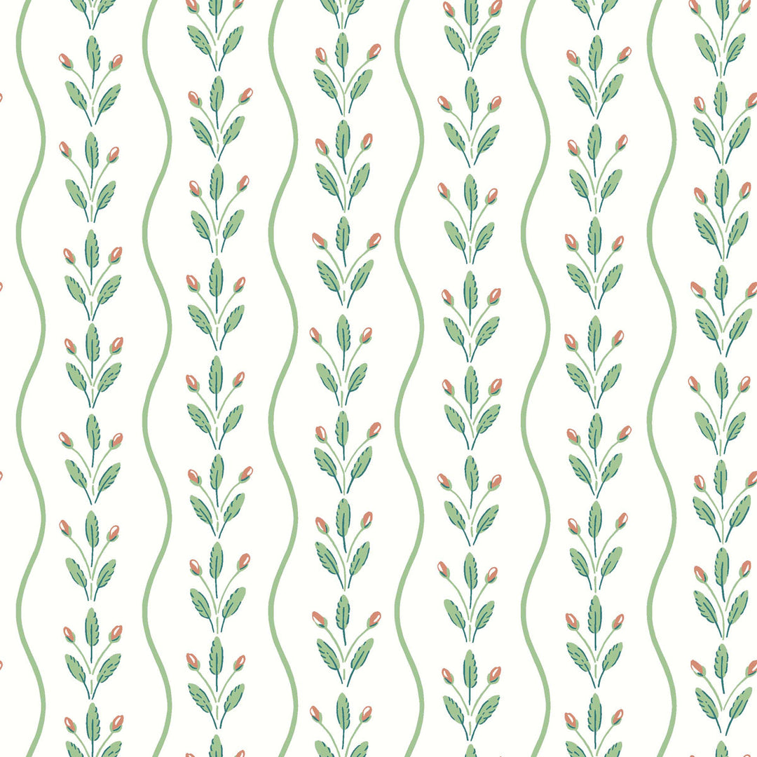 Schumacher Wallcovering Flower Buds - Green