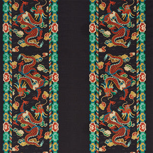Schumacher Fabric Lotan Dragon Embroidery Black 78090