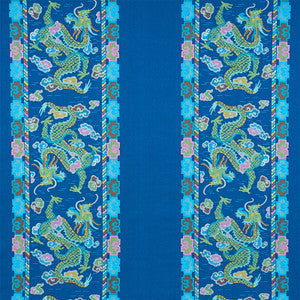 Schumacher Fabric Lotan Dragon Embroidery Blue 78091