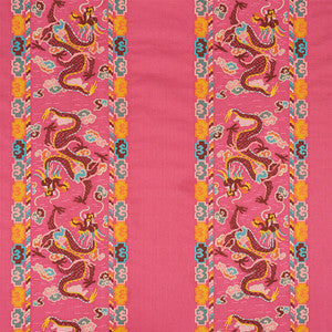 Schumacher Fabric Lotan Dragon Embroidery Pink 78092