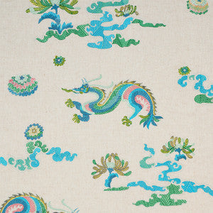 Schumacher Fabric Hanlun Dragon Embroidery Natural 78110