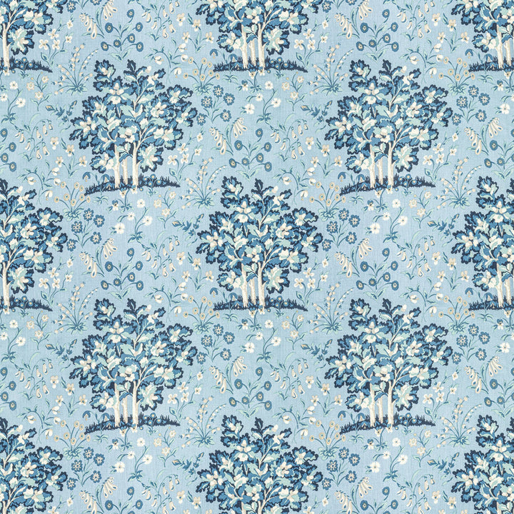 7813-2 Medieval Garden Ocean by Bassett Mcnab Designer Fabric BASSETT MCNAB SIGNATURE 100%LIN USA Horizontal: 27 and Vertical: 25.25 54 in - Swanky Fabrics -