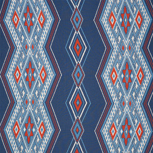 Schumacher Fabric Bayeta Embroidery Blue & Red 78150