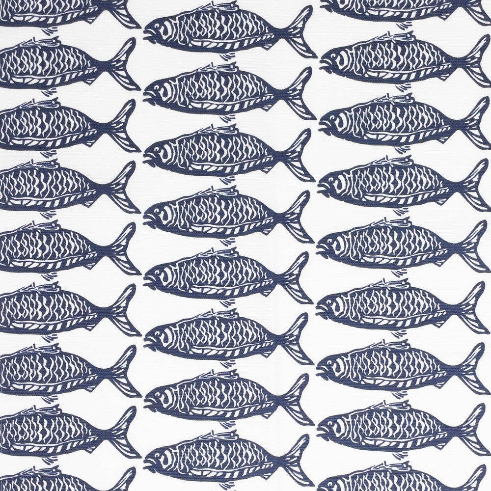 7826-4 School Of Fish Navy by Aoc Designer Fabric HARBOR VIEW VICTORIA LARSON SHOWROOM 50%COT 50%LIN USA FLAME RETARDANT-U.F.A.C. CLASS 1 CATB 117-2013 WYZENBEEK 50 000 DOUBLE RUB WEAR TEST (HEAVY DUTY) Horizontal: 10.250 and Vertical: 3.625 57 in - Swanky Fabrics -