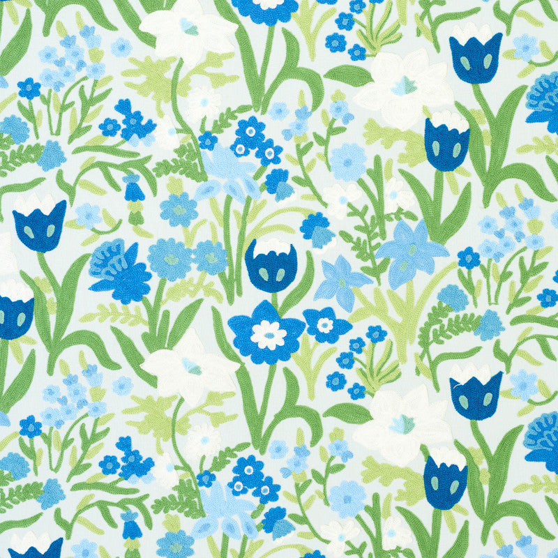 Crewel Garden Sky 78290 by Schumacher Designer Fabric EXQUISITE EMBROIDERIES See Sample INDIA - </p><p>Repeat: Horizontal: 25 1/2" (65CM) and Vertical: 9 3/4" (25CM) 51 1/2" - Swanky Fabrics -