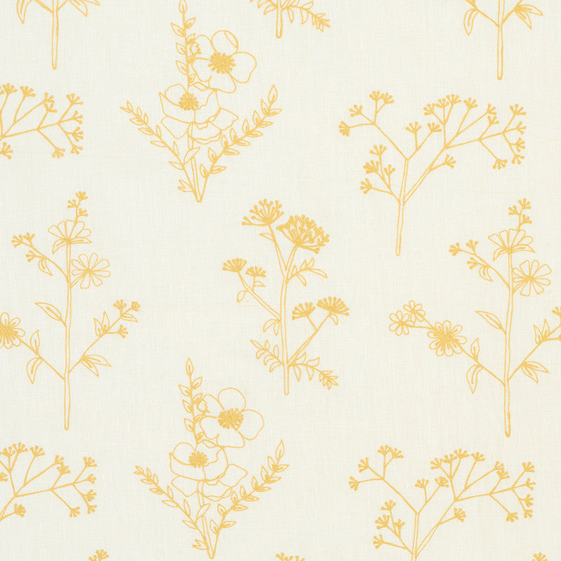 Lisbeth Embroidery Marigold 78362 by Schumacher Designer Fabric EXQUISITE EMBROIDERIES See Sample INDIA - </p><p>Repeat: Horizontal: 17 3/8" (44CM) and Vertical: 14 3/4" (37CM) 54" - Swanky Fabrics -