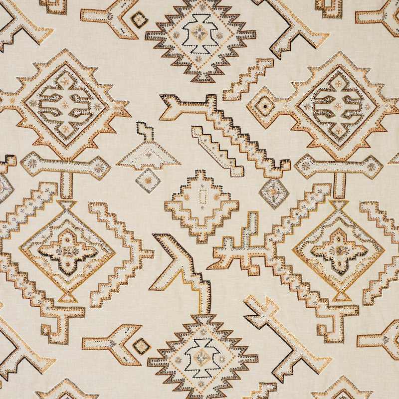 Ezma Embroidery Neutral 78380 by Schumacher Designer Fabric EXQUISITE EMBROIDERIES LINEN 100% INDIA </p><p>Repeat: Horizontal: 25 1/2" (65CM) and Vertical: 31" (79CM) 51 - Swanky Fabrics -